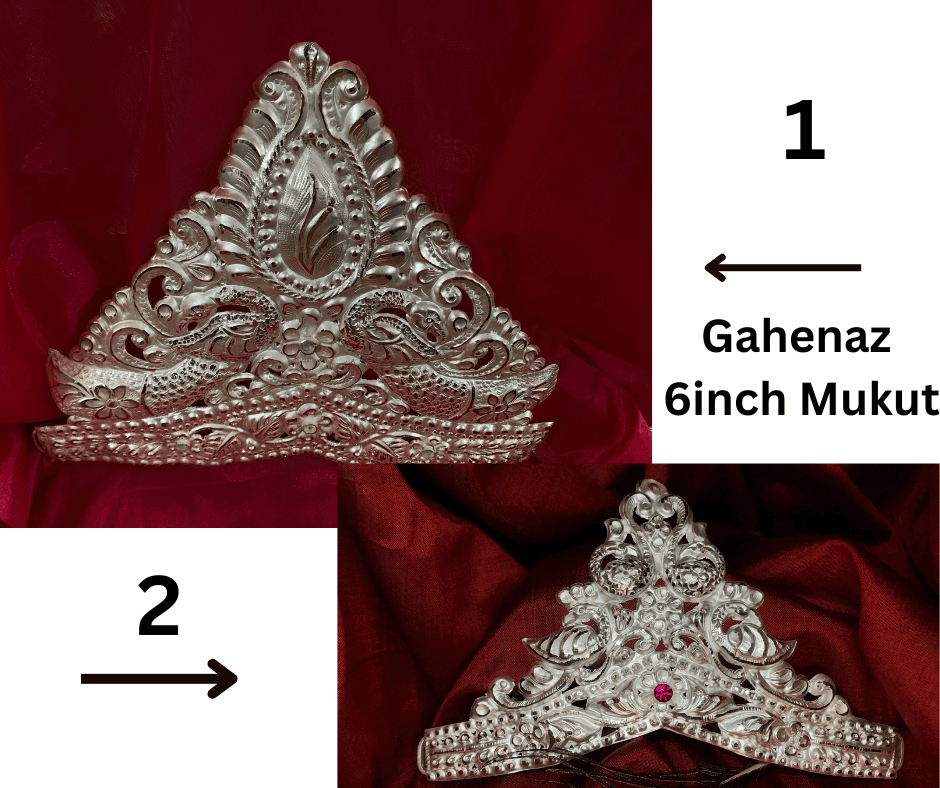 6-inch Traditional Silver Mukut/Crown for Deity/Idol / Dev-Devi view 5