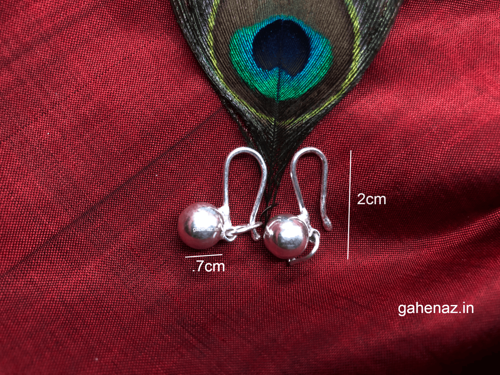 8mm Ball Hoop Drop Earrings, Silver Earrings view 2