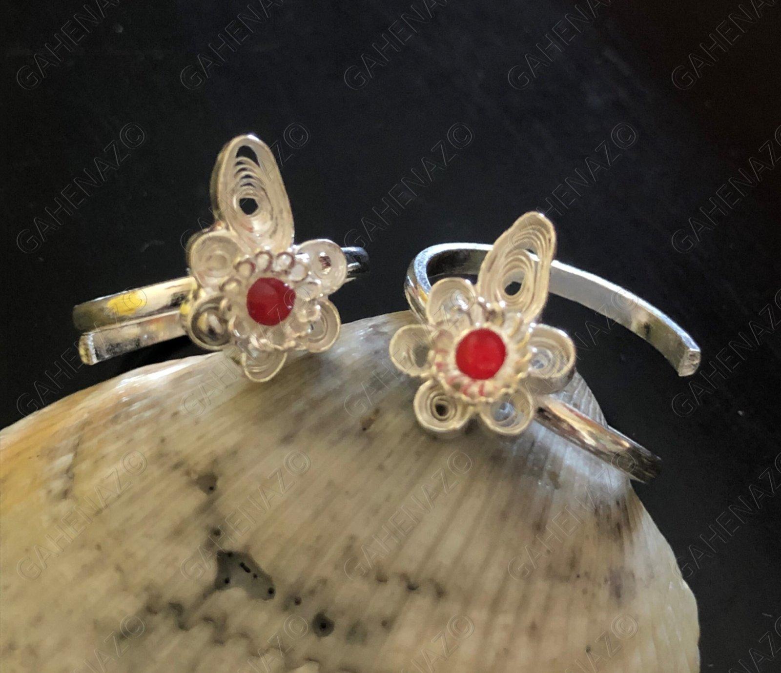 Adenium Flower Toe Ring/ Filigree Bichiya/ Toering view 2