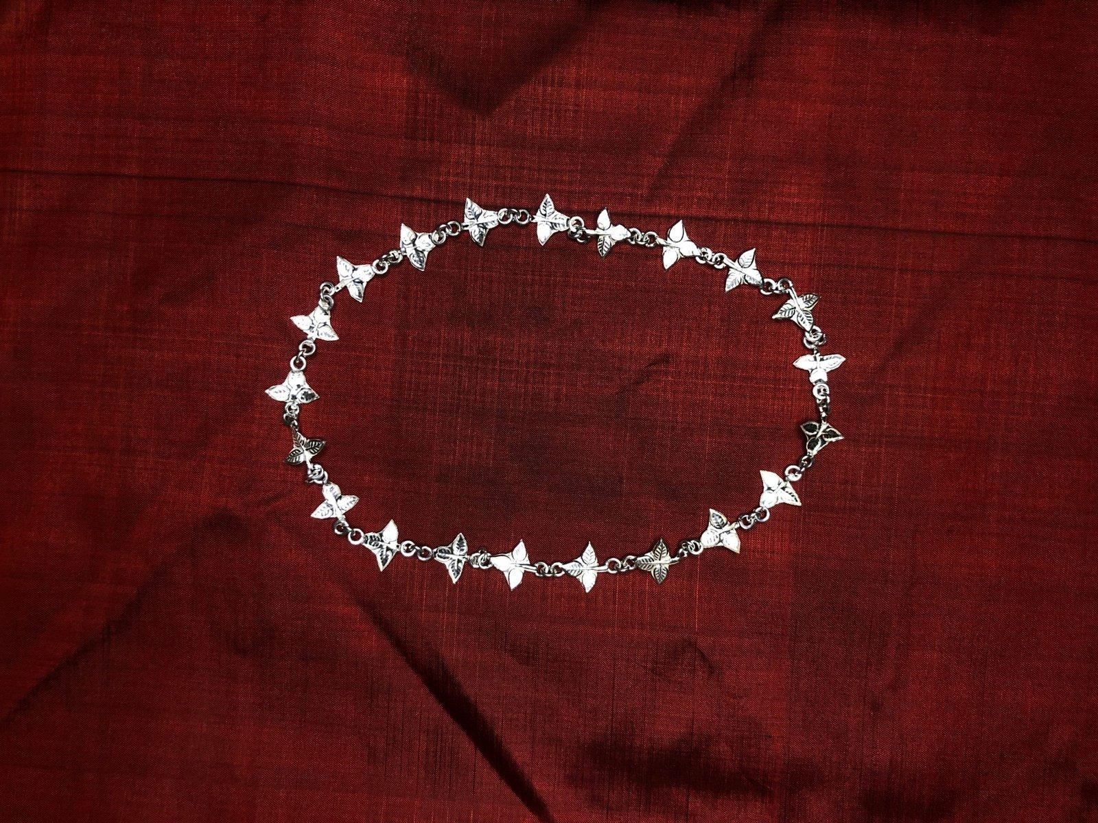 Adjustable Pure Silver Bel patra  /Belpata /Bilva Leaves / Pathram Leaves Garland/Mala for Shiva Puja view 2