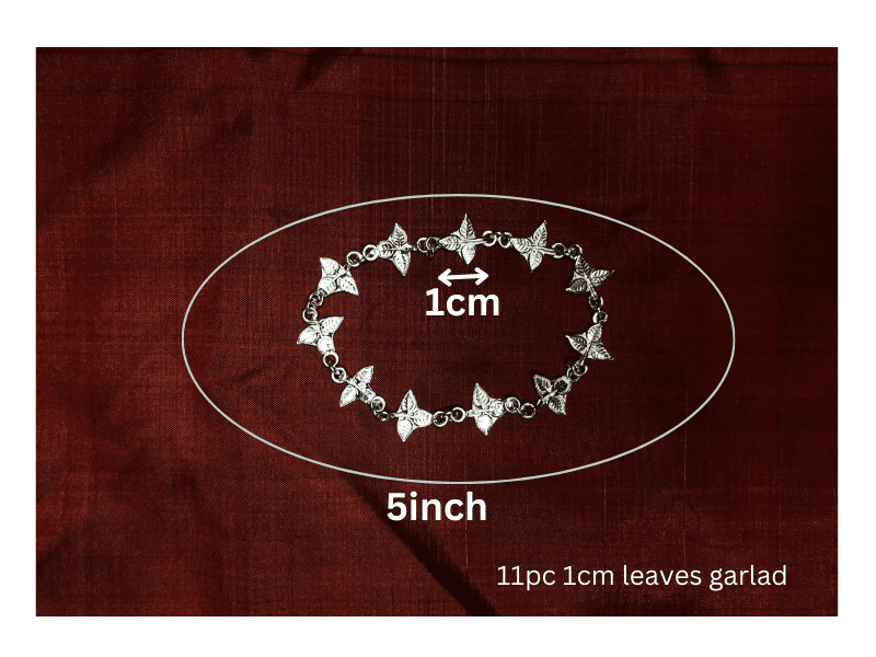 Adjustable Pure Silver Bel patra  /Belpata /Bilva Leaves / Pathram Leaves Garland/Mala for Shiva Puja view 3