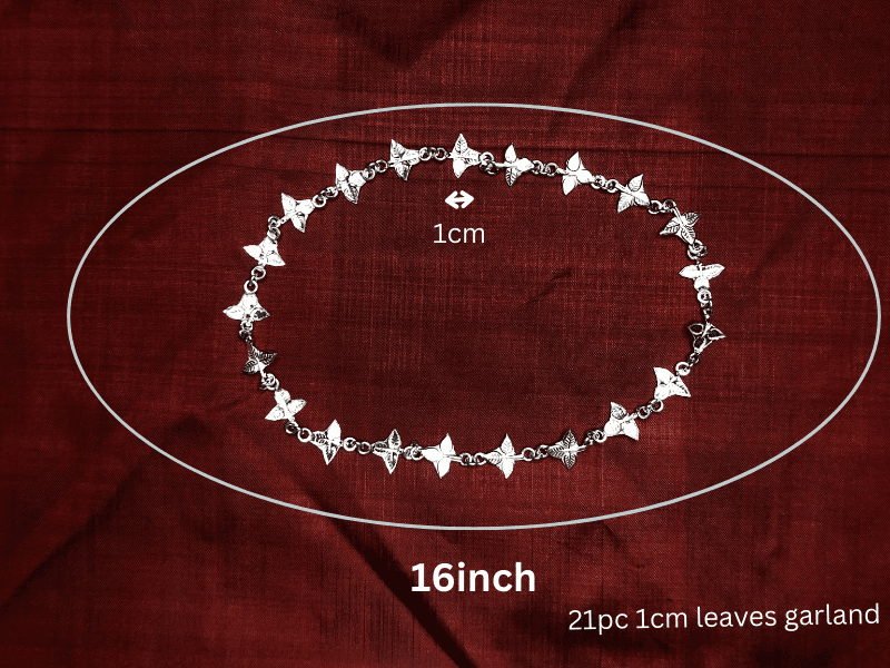 Adjustable Pure Silver Bel patra  /Belpata /Bilva Leaves / Pathram Leaves Garland/Mala for Shiva Puja view 4