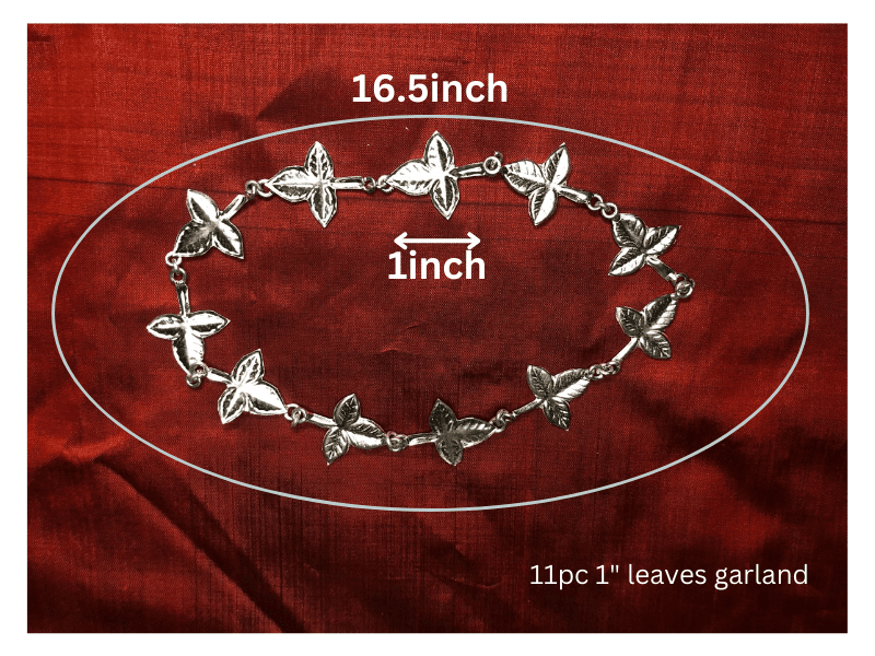 Adjustable Pure Silver Bel patra  /Belpata /Bilva Leaves / Pathram Leaves Garland/Mala for Shiva Puja view 6