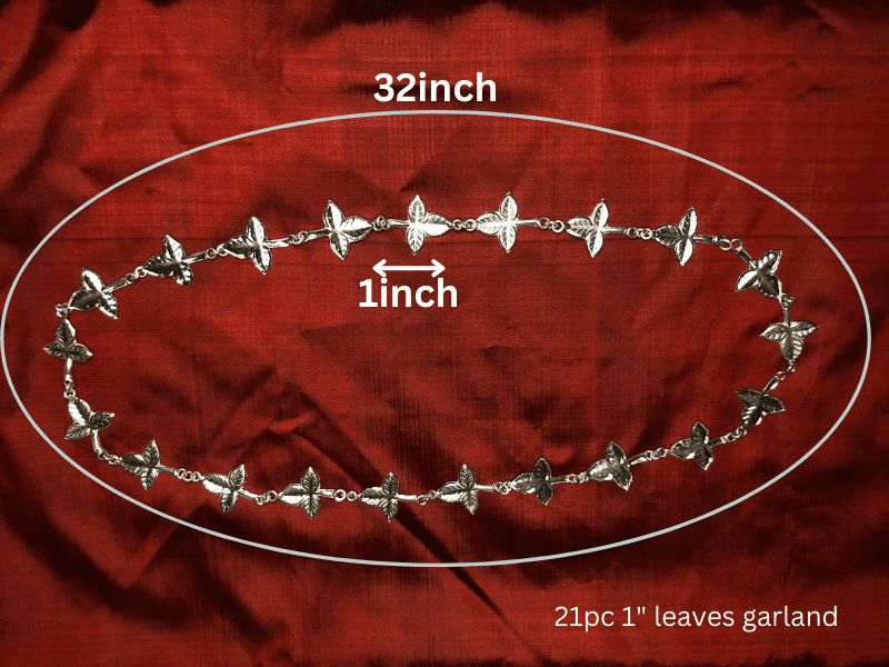 Adjustable Pure Silver Bel patra  /Belpata /Bilva Leaves / Pathram Leaves Garland/Mala for Shiva Puja view 7