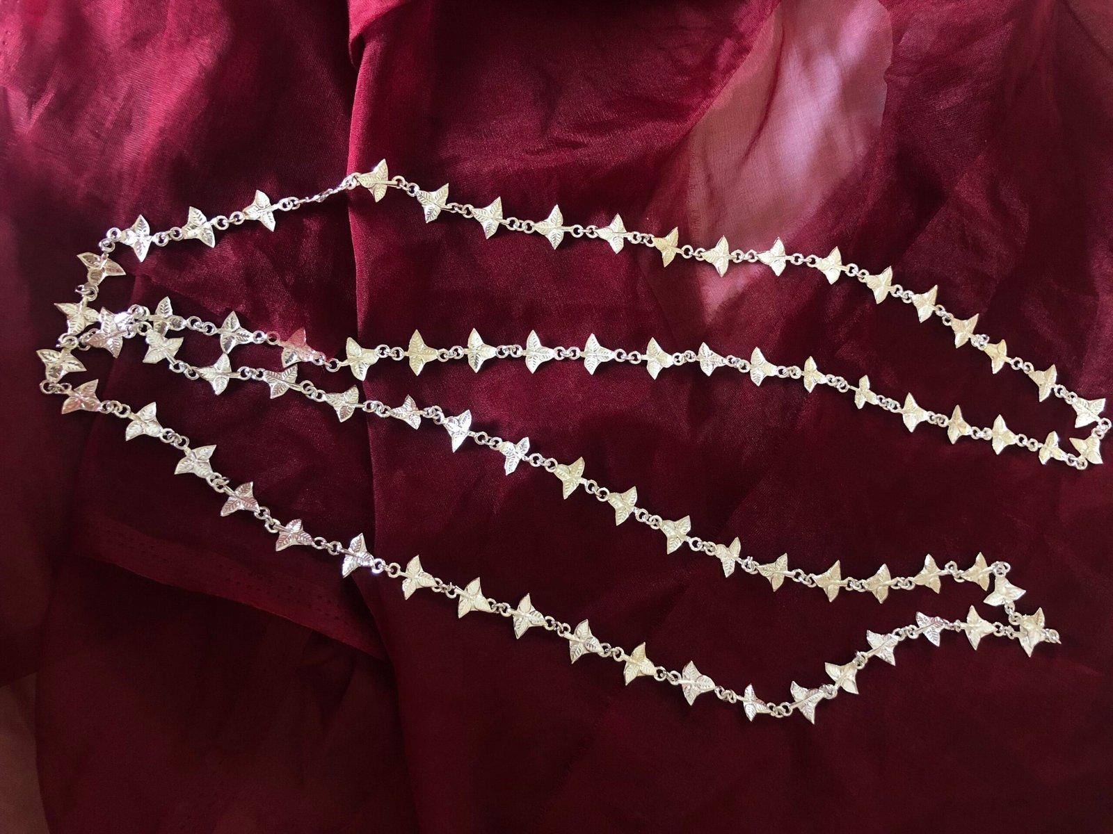 Adjustable Pure Silver Bel patra  /Belpata /Bilva Leaves / Pathram Leaves Garland/Mala for Shiva Puja view 8