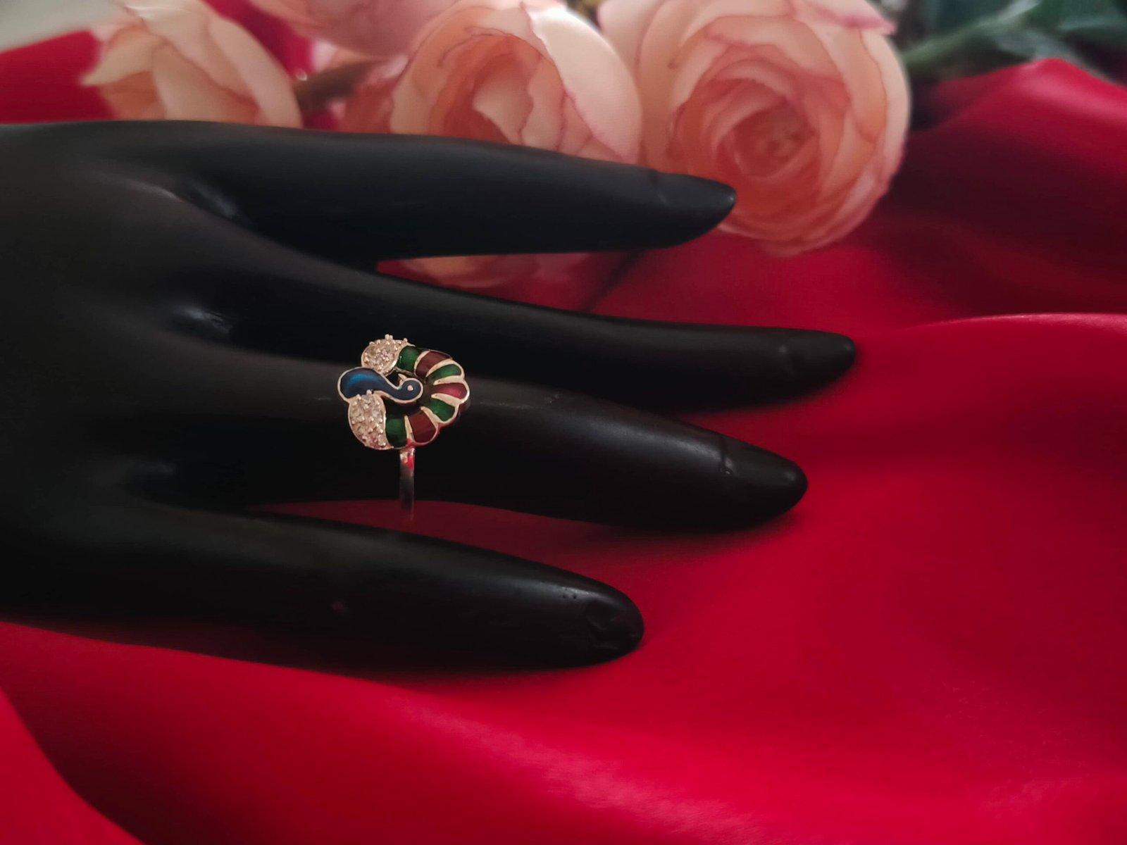 Dancing Peacock Finger Ring view 3