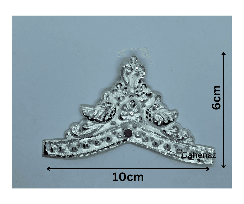 Gahenaz Silver 4-inch Traditional Silver Mukut/Crown for Deity/Idol / Dev-Devi/ Bride view 2
