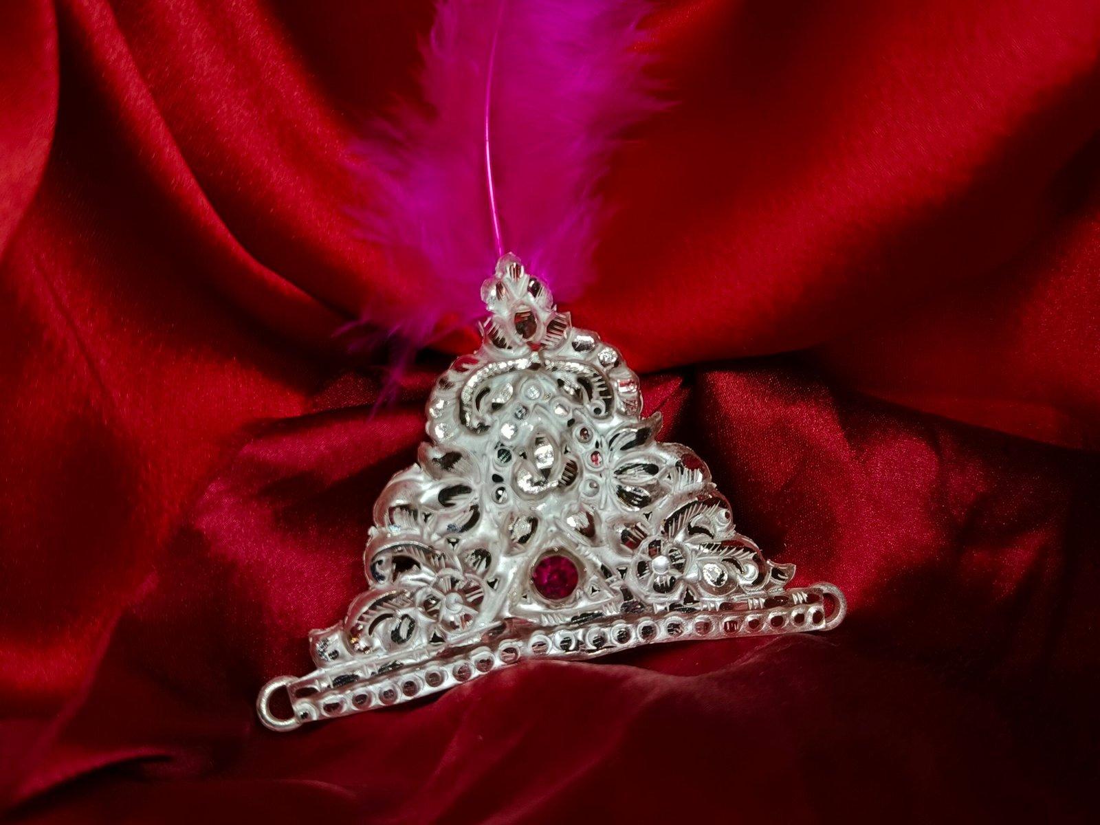 Gahenaz Silver 4-inch Traditional Silver Mukut/Crown for Deity/Idol / Dev-Devi/ Bride view 4