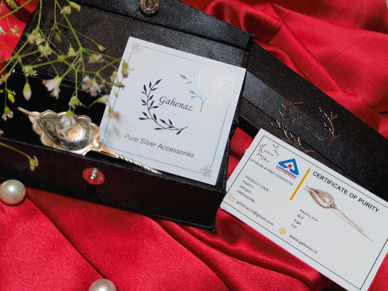 Gahenaz Silver 925 handmade antique traditional Kajallata/Kajrota/Kajaldani/Kajalpati/Kajal Box for newborn baby and wedding view 5