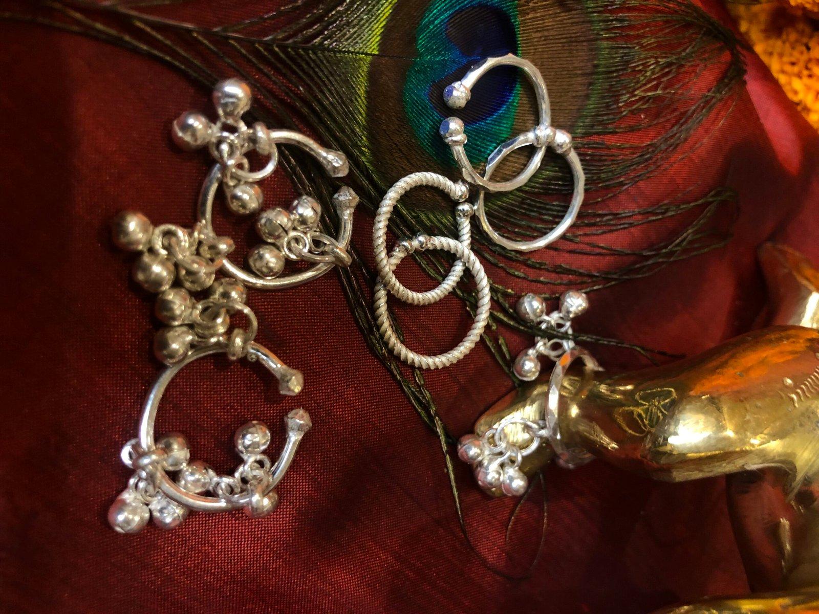 Gahenaz Silver Bangle Anklet Combo for Idol / Laddu Gopal
