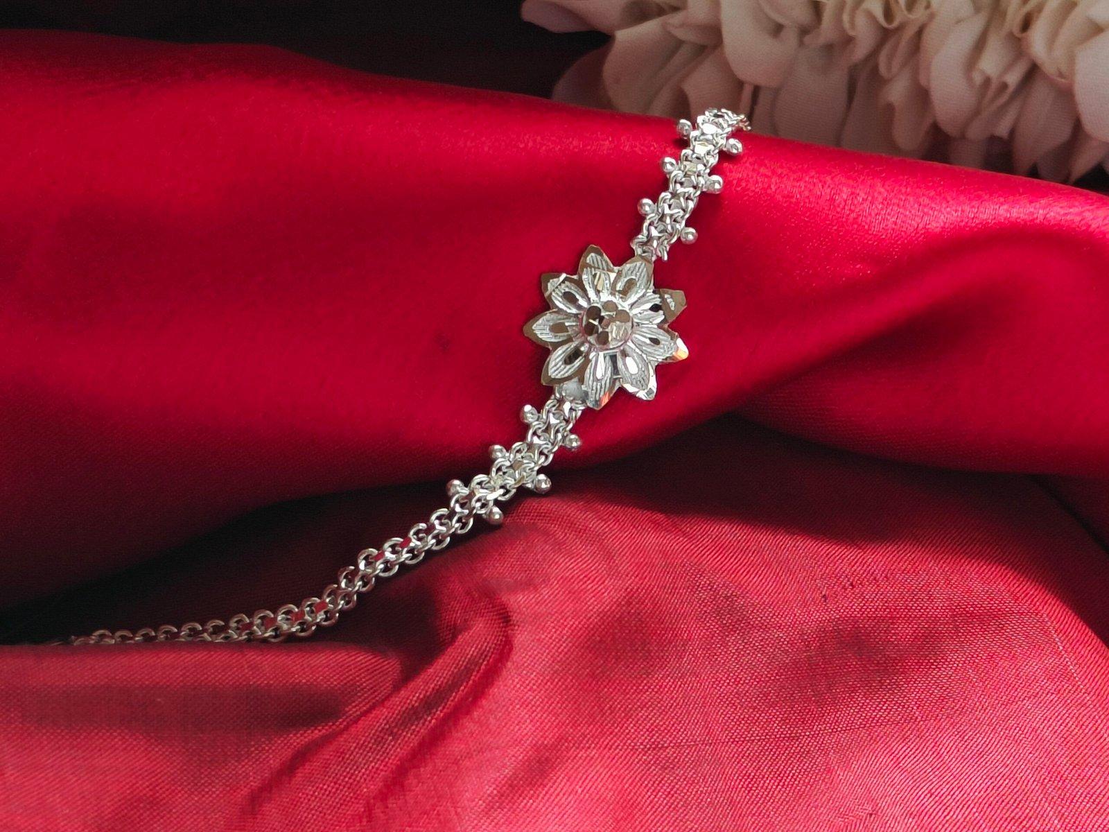 Gahenaz Silver Bracelet Rakhi Sunflower view 3