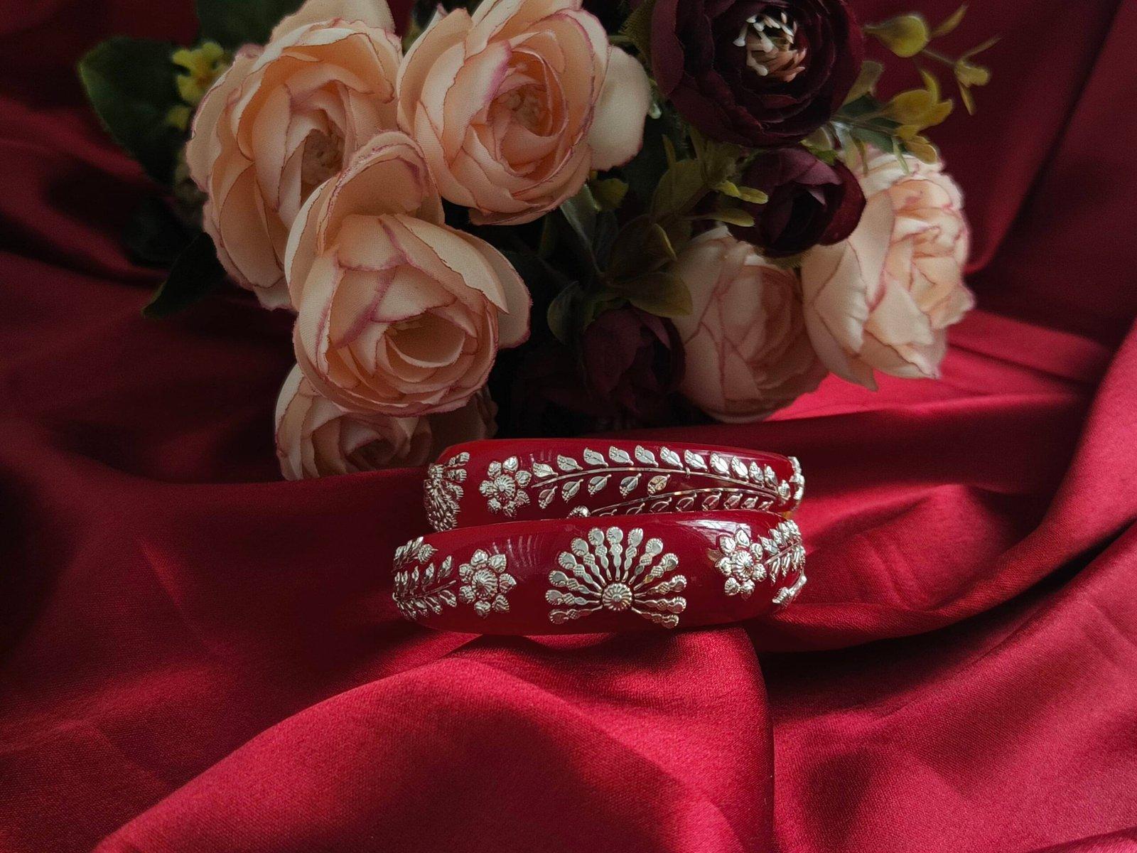 Gahenaz Silver Chandrima Pola Red Size 2.2