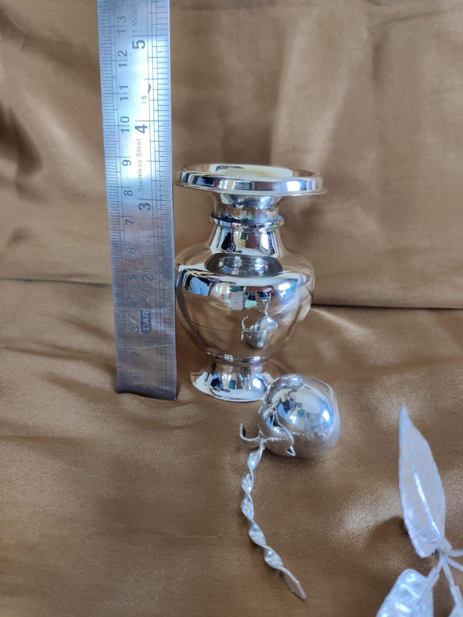 Gahenaz Silver Devi Ghot+ Mango Leaves+Green Coconut Set view 4