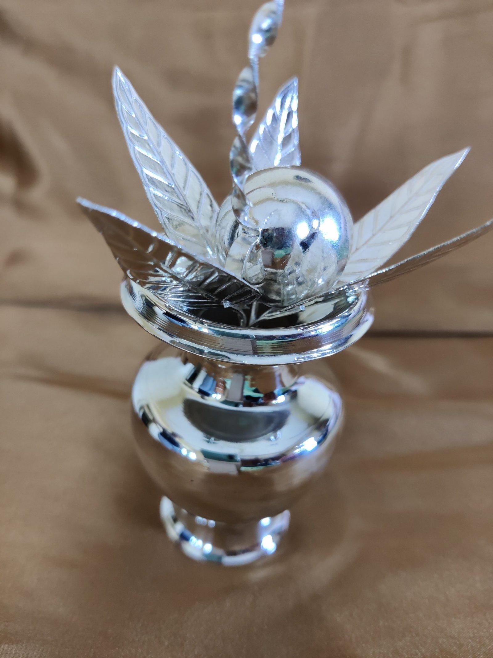 Gahenaz Silver Devi Ghot+ Mango Leaves+Green Coconut Set view 7