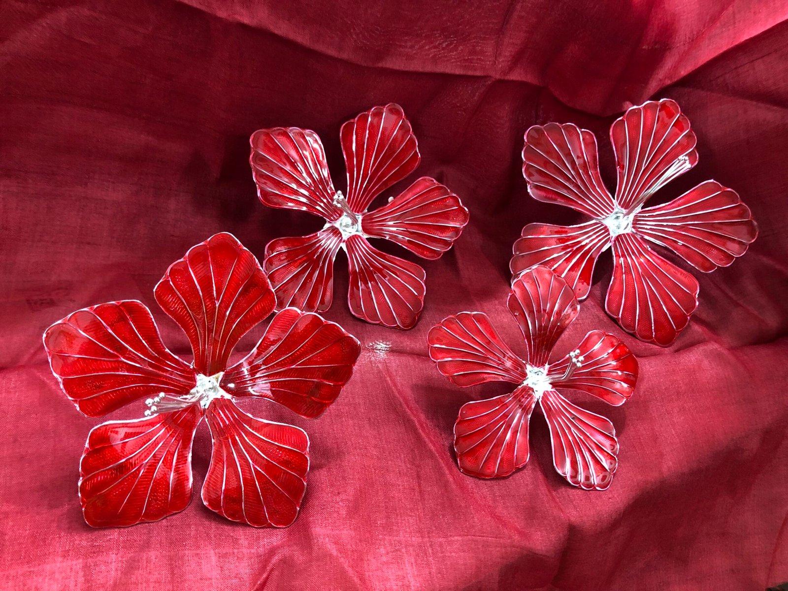 Gahenaz Silver Hibiscus Flower Red / Jaswandi/Meena Joba/ Joba/ Lal Joba
