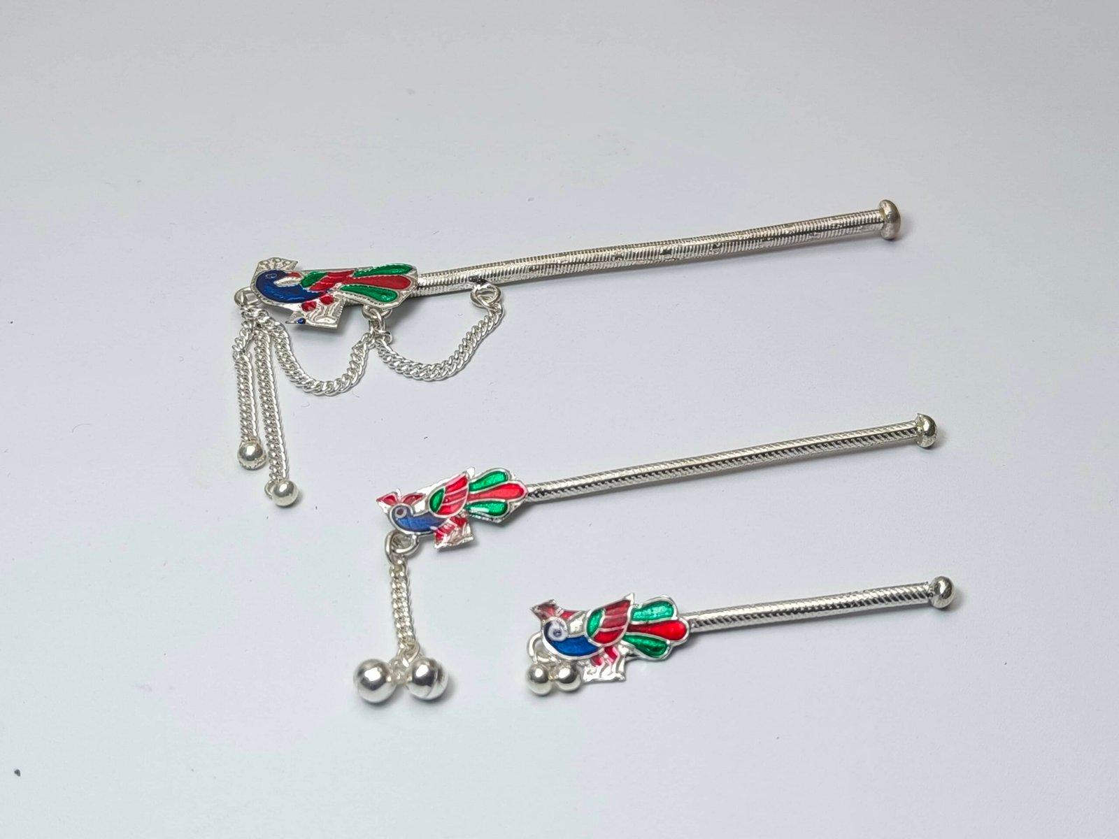 Gahenaz Silver Mayur / Peacock Meena Flute /Bashi for Krishna / Kanha