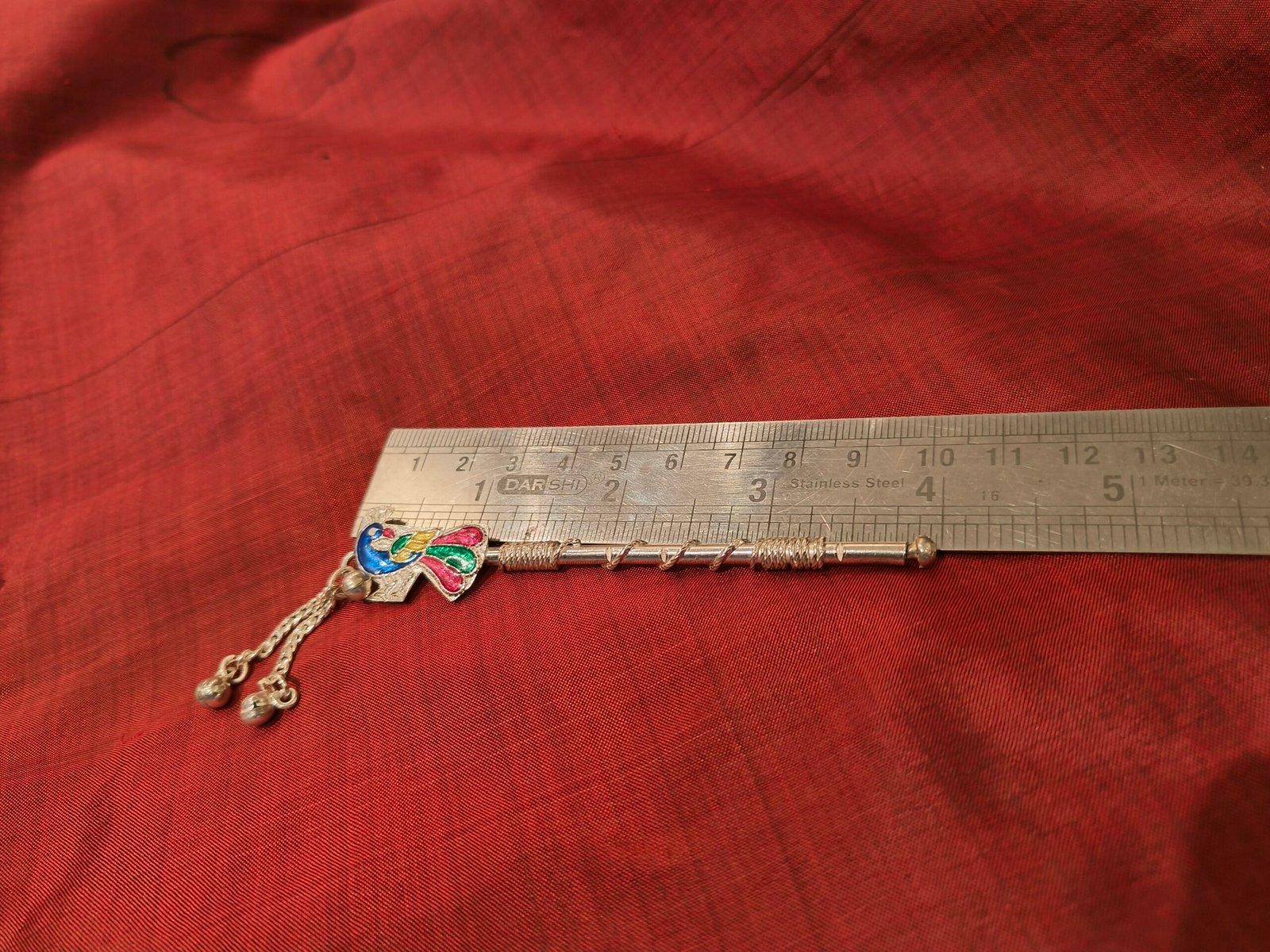 Gahenaz Silver Mayur / Peacock Meena Flute /Bashi for Krishna / Kanha view 4