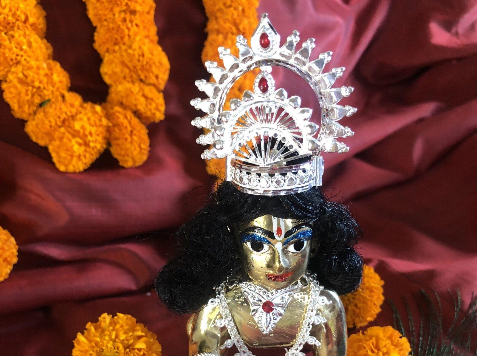 Gahenaz Silver Raj Mukut for Krishna/ Bal Gopal /Deity Crown view 2