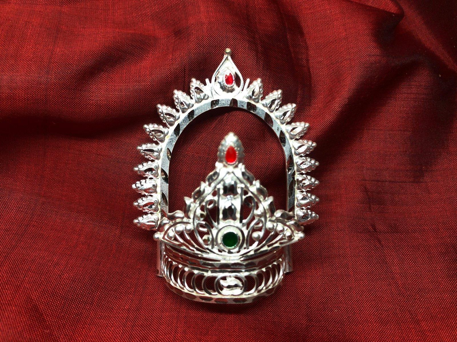 Gahenaz Silver Raj Mukut for Krishna/ Bal Gopal /Deity Crown view 7