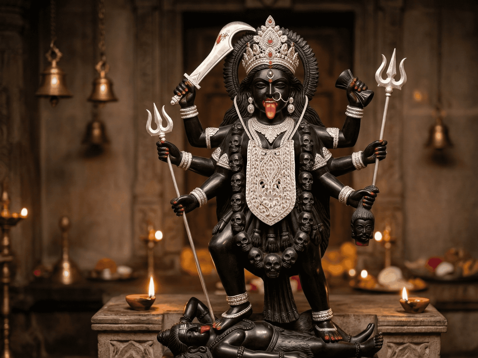 Gahenaz Silver Rani Necklace/ Bukpata / Kavasam for Idol view 4