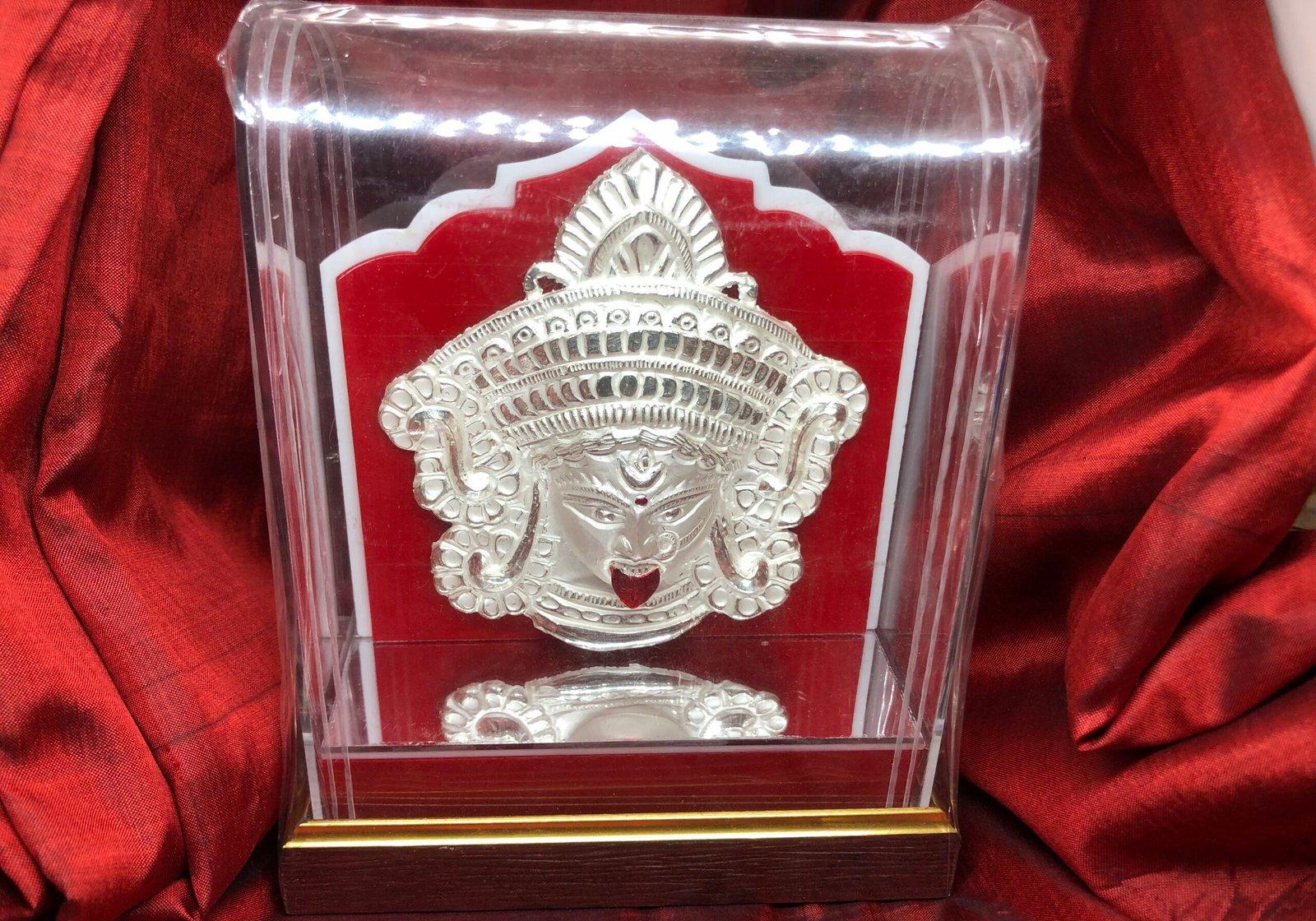 Ma Kali Face Mask / Vigraham framed in an Acrylic Box 3.5"