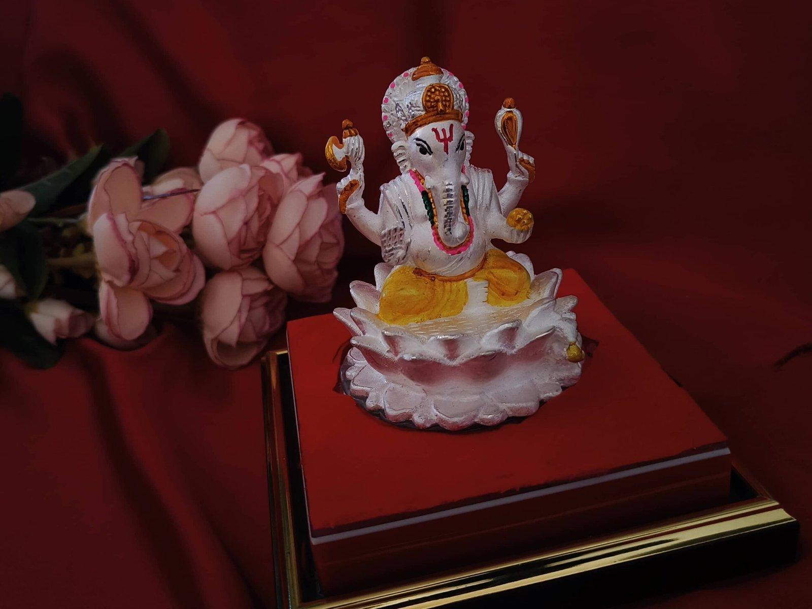 Meena Ganesh / Ganapati / Siddhivinayak sitting on a lotus view 4