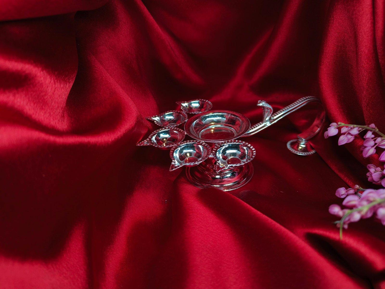 Panch Aarti Diya Big Size Pancharti Diya Oil Lamp Panch aarti Jyoti/Puja Diya for Diwali/Navratri/Any Festival & Pooja