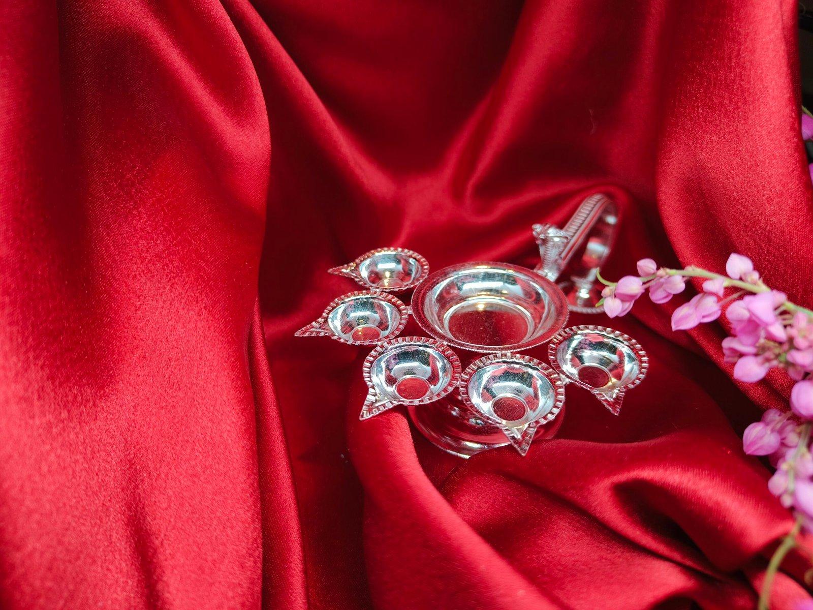 Panch Aarti Diya Big Size Pancharti Diya Oil Lamp Panch aarti Jyoti/Puja Diya for Diwali/Navratri/Any Festival & Pooja view 2