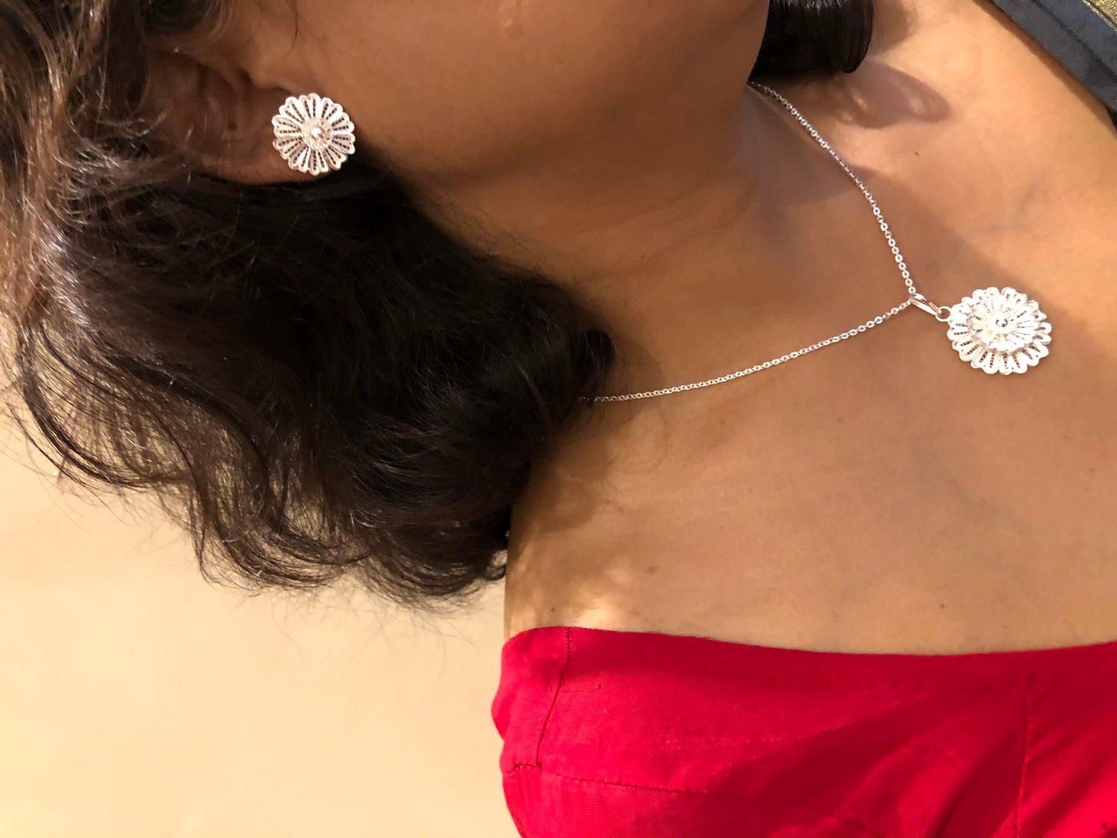 Raadhi Filigree Pendant Earring set view 5