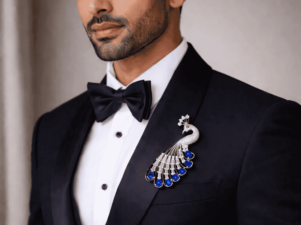 Saree Pin Peacock view 4