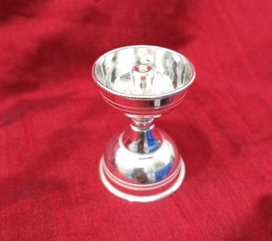 Silver Akhand Diya Round/Pradip