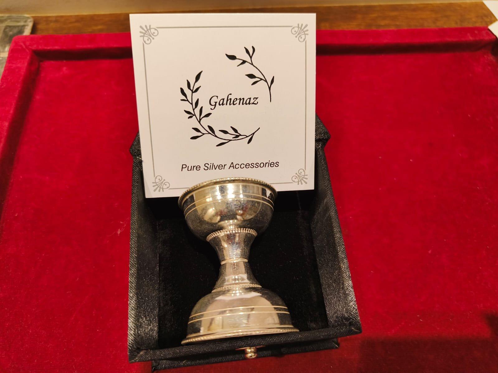 Silver Akhand Diya Round/Pradip view 3