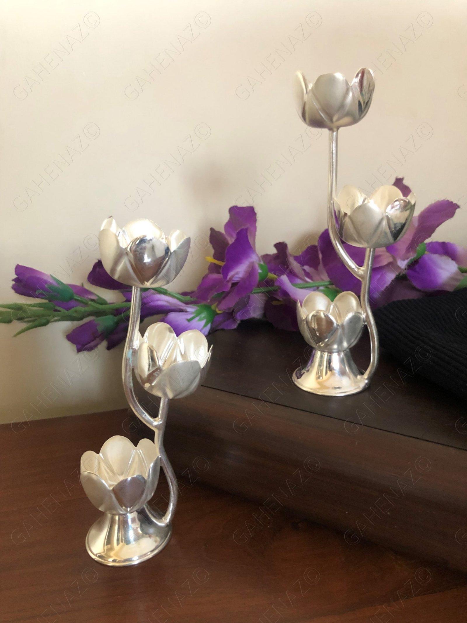 Silver Candle Stand 3layer view 2