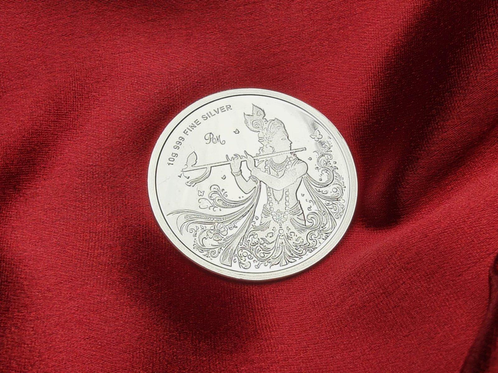 Silver Coin Radha Krishna view 3