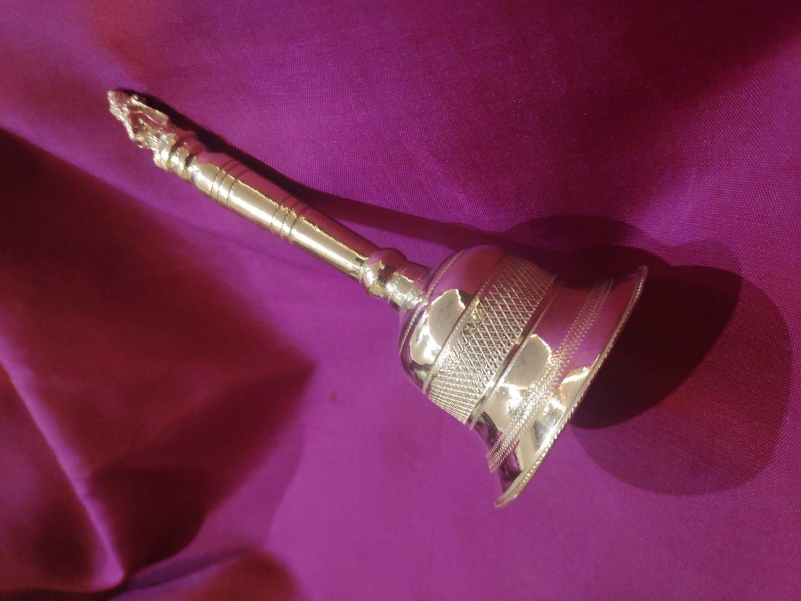 Silver Pujar Ghonta/ Aarti Bell/Ghanti Religious and Spiritual Pooja Articles