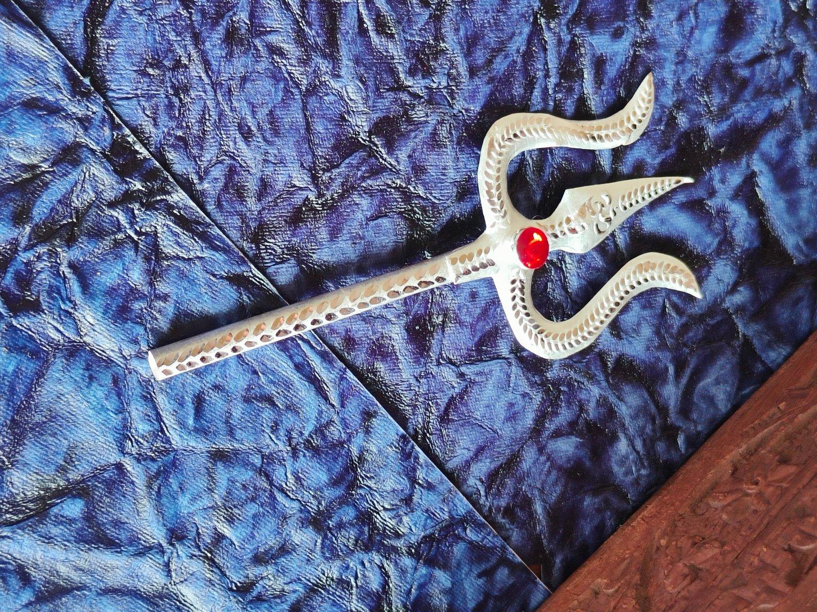 Silver weapon trishul and kuthar for Ganesha view 4