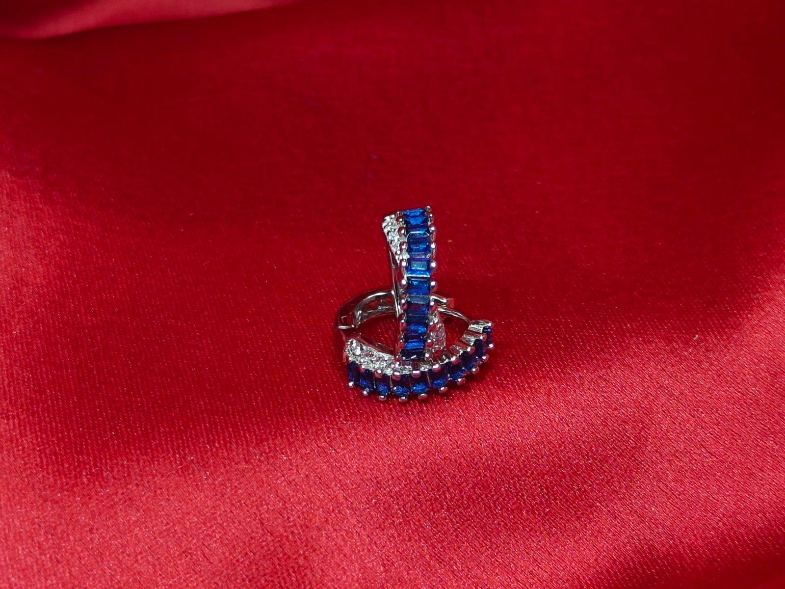 Silver Zircon Hoop Earrings