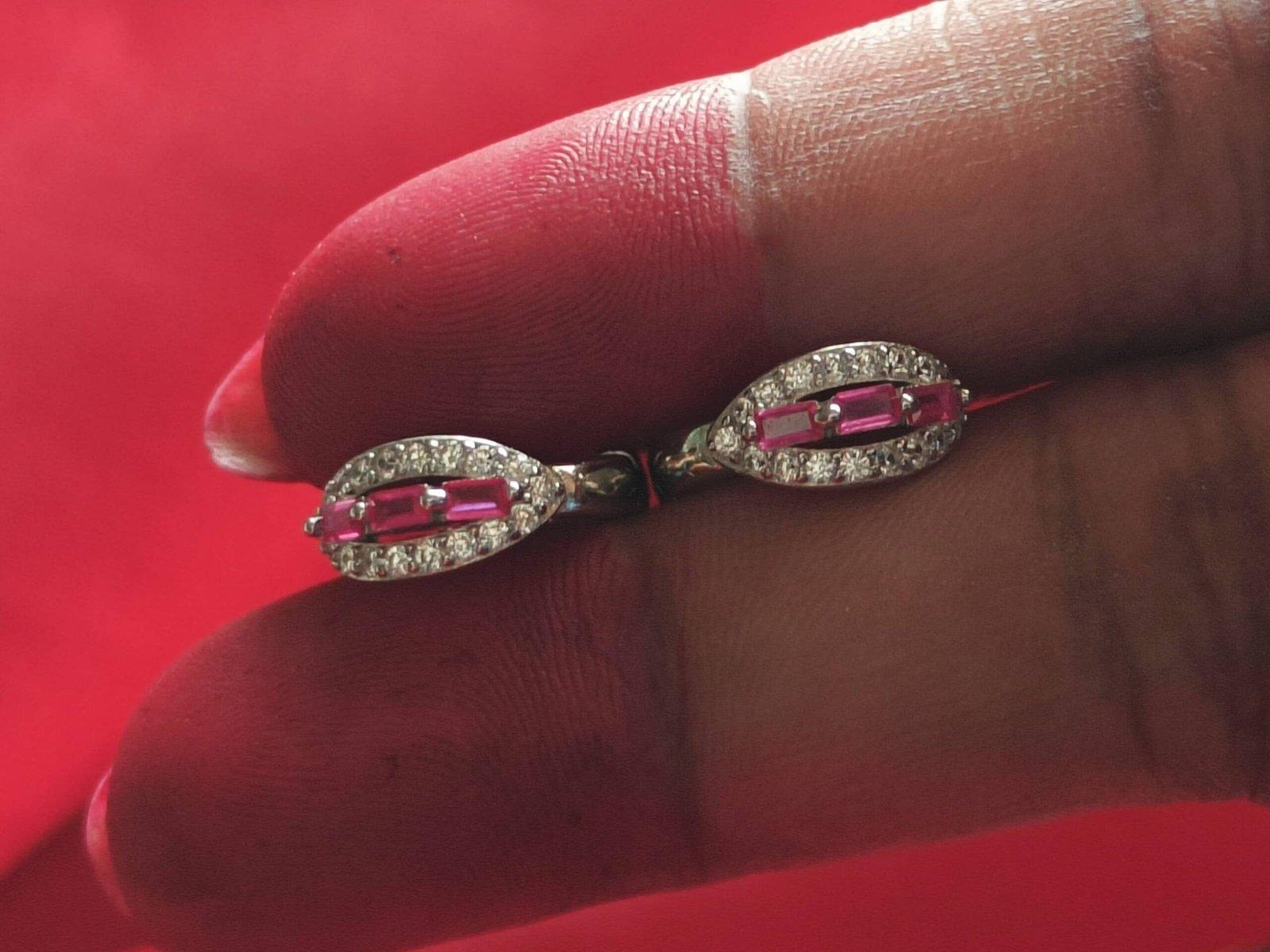 Silver Zircon Hoop Earrings view 2