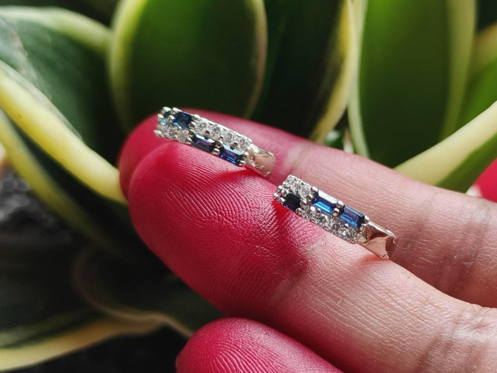 Silver Zircon Hoop Earrings view 3