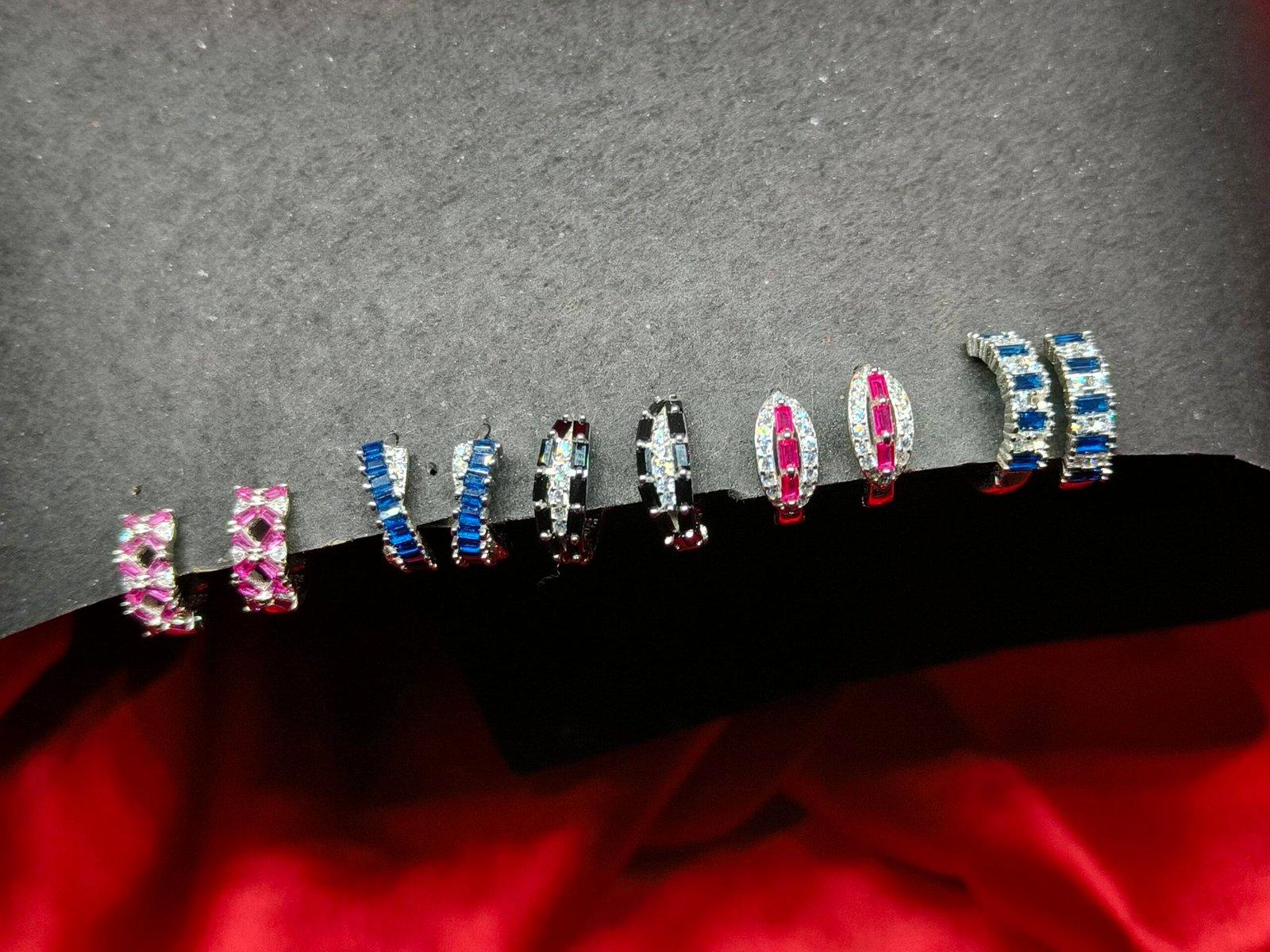 Silver Zircon Hoop Earrings view 6