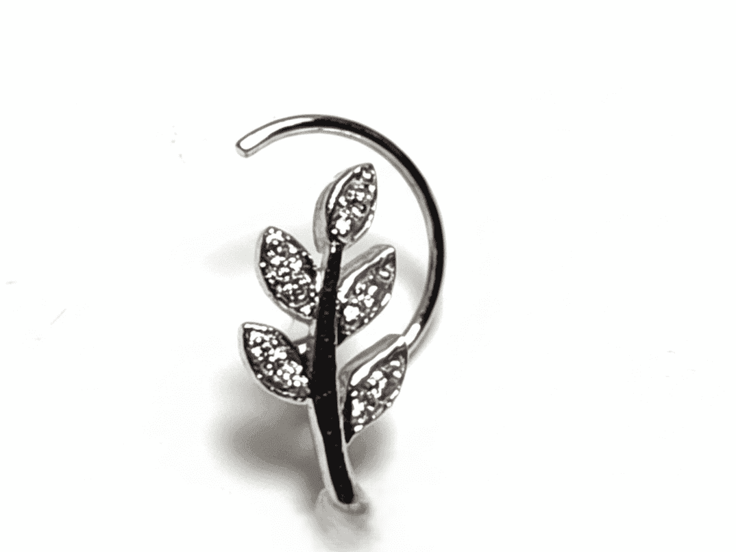 Stone Leaf Nose Pin