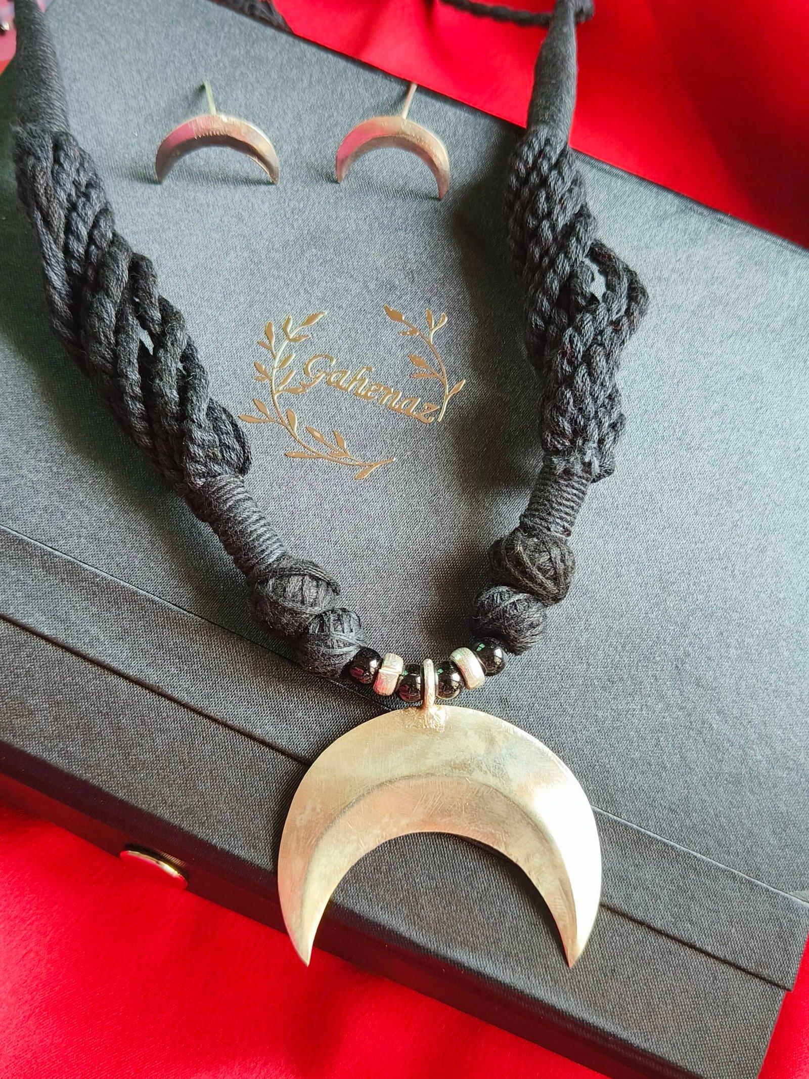 Upside down Moon Pendent Set view 2