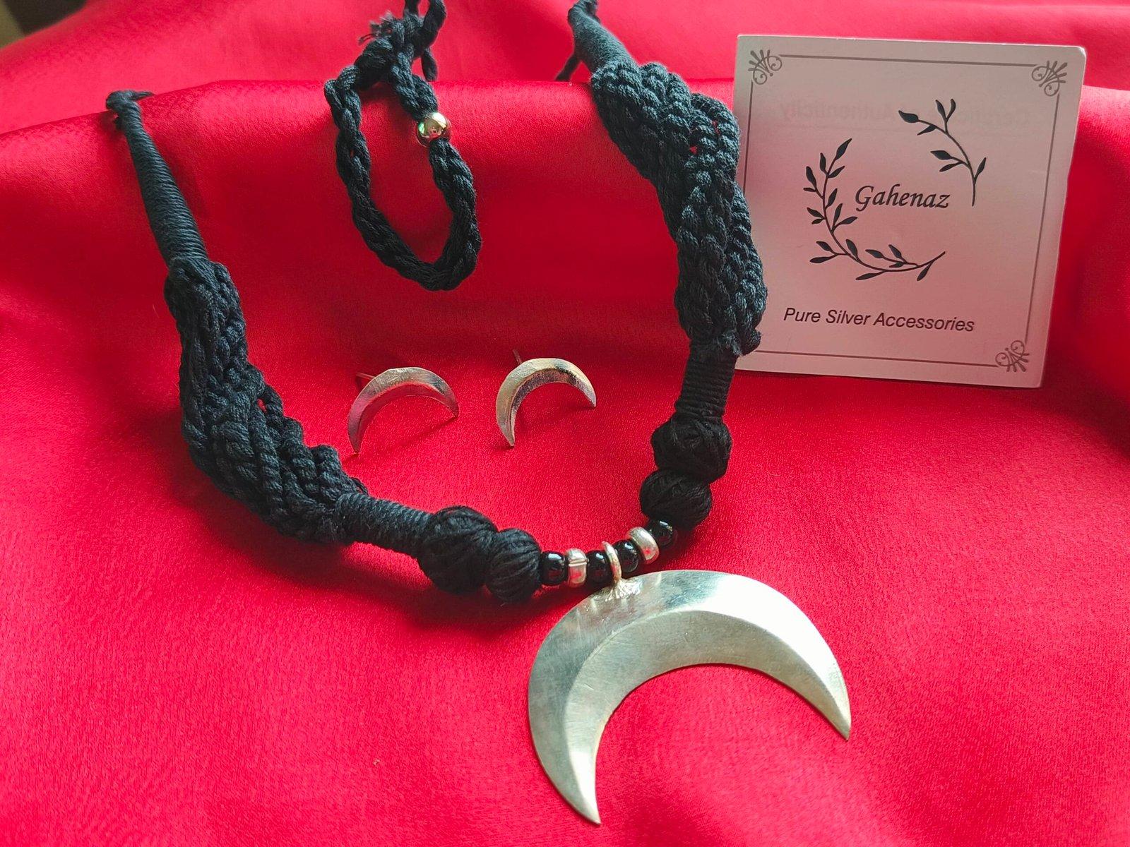 Upside down Moon Pendent Set view 3