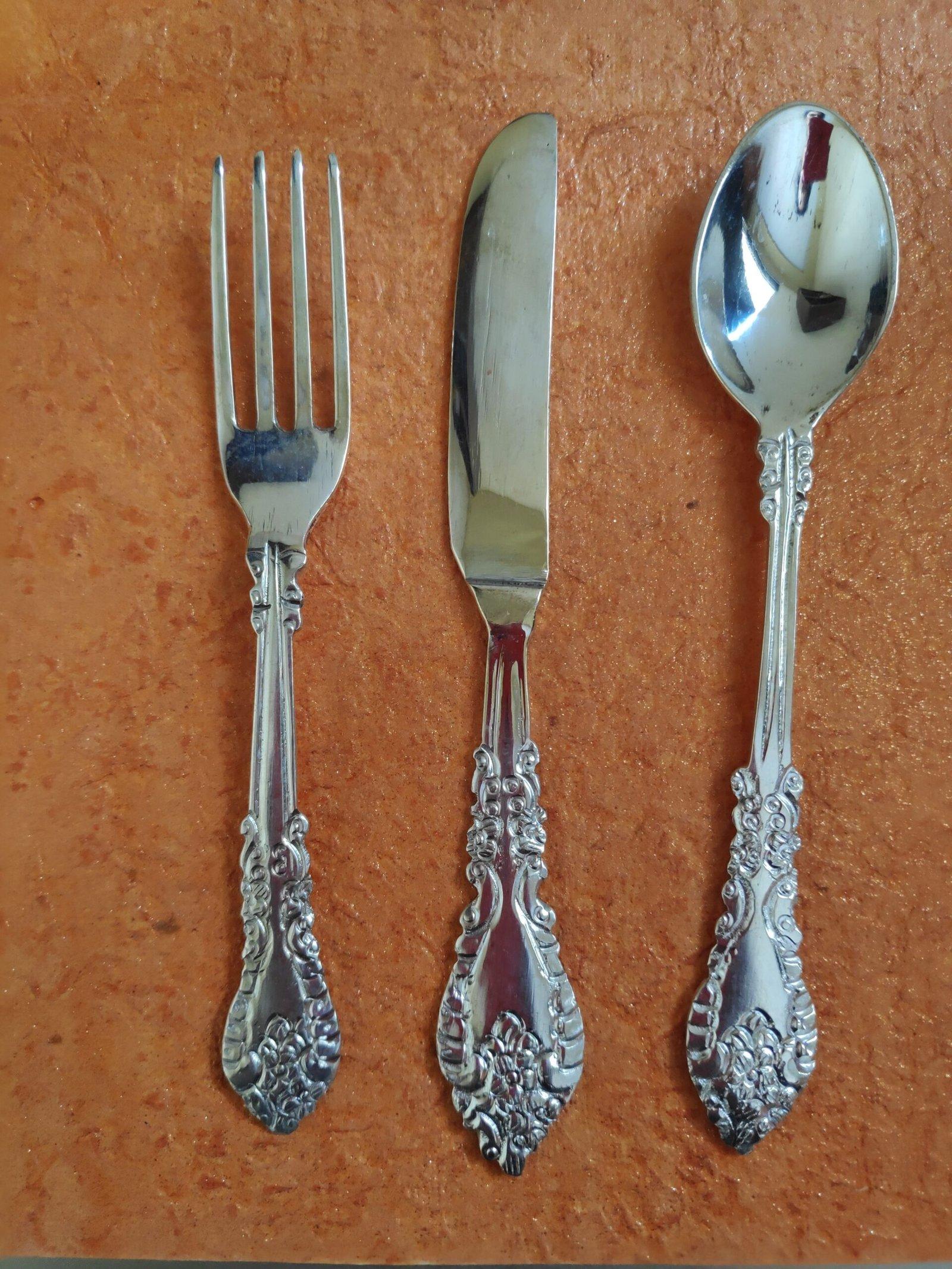 Vintage kings pattern silver cutlery / Floral Dinnerware