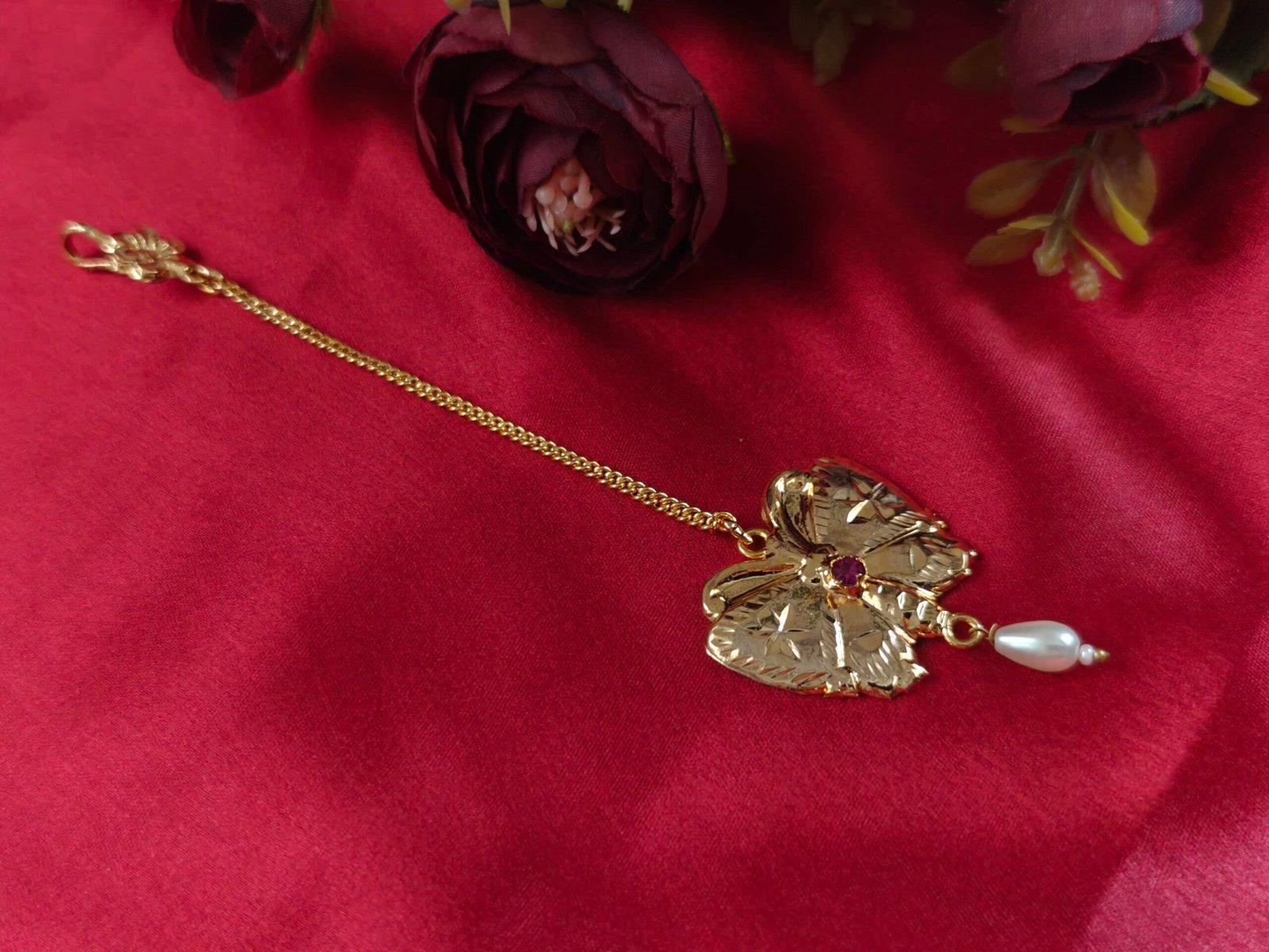 Butterfly tikli / Mangtika Gold Polished view 3