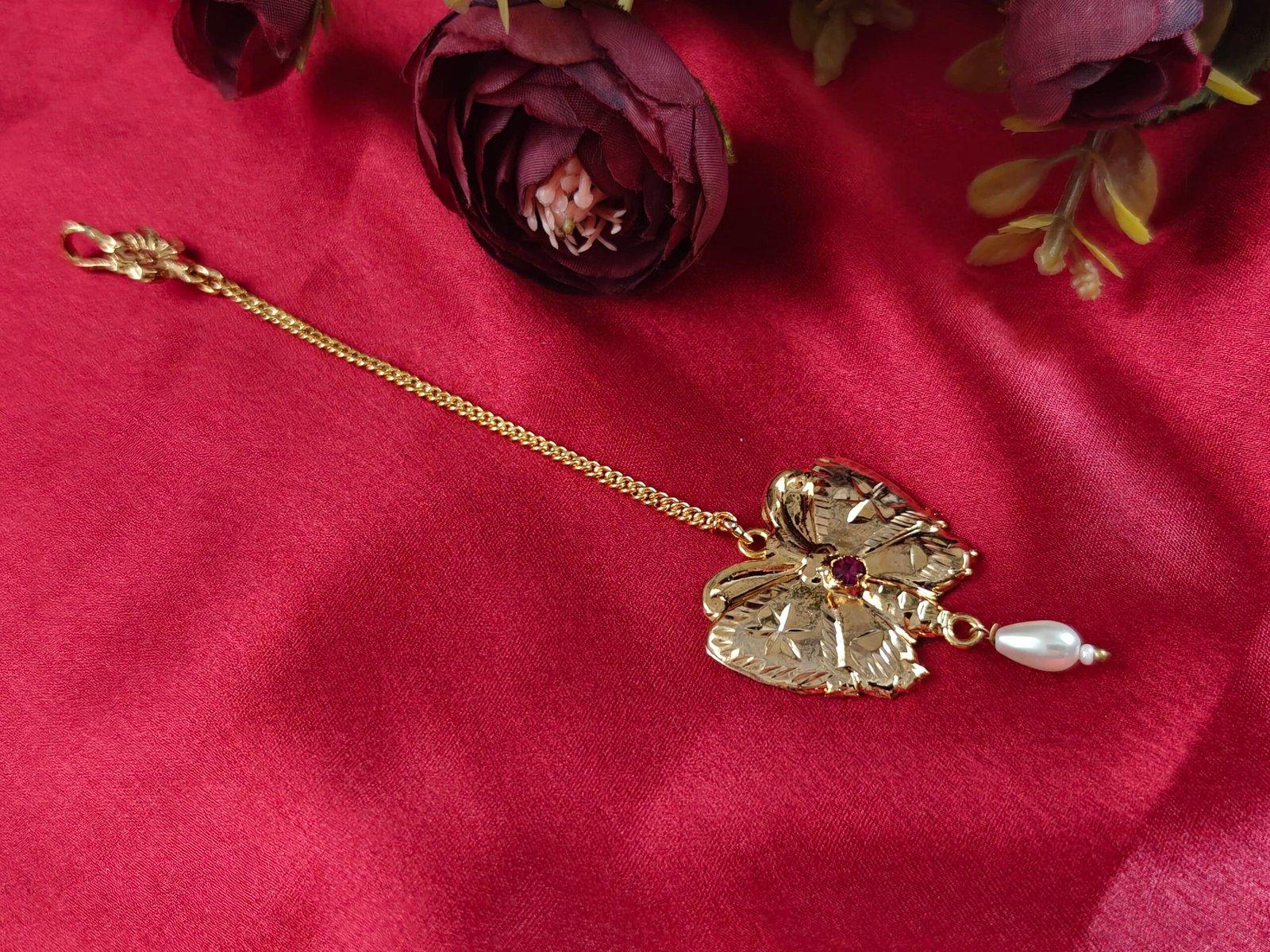 Butterfly tikli / Mangtika Gold Polished view 4