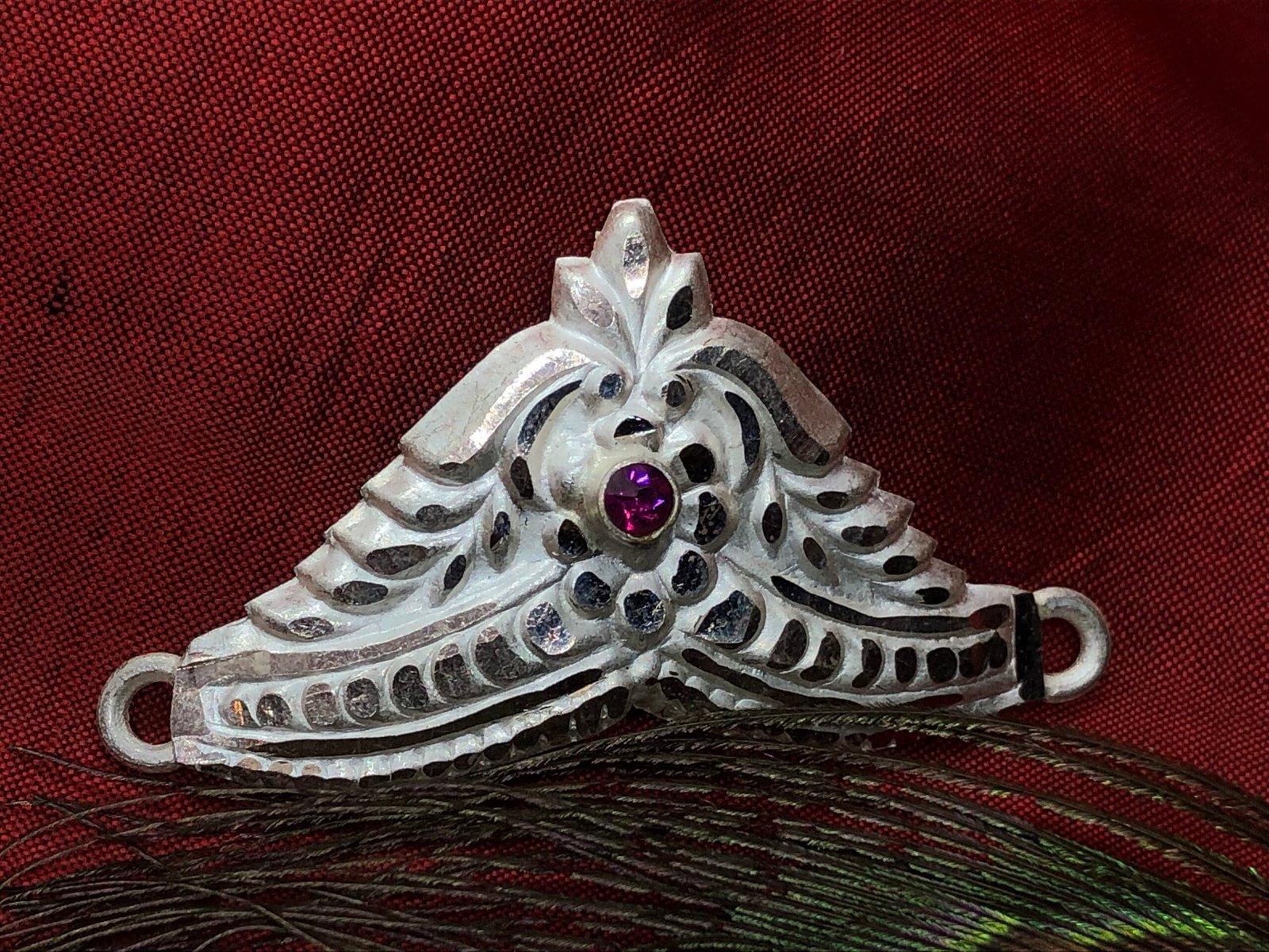 Gahenaz Silver 2-inch Traditional Silver Mukut/Crown for 3-4size Deity/Idol / Dev-Devi view 7